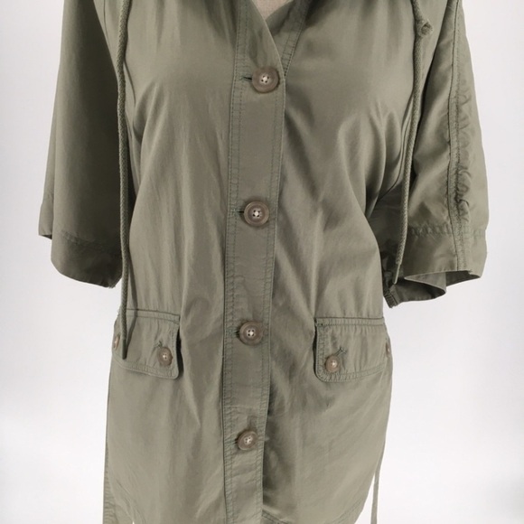 Loft Lightweight Hooded Casual Poncho Utility Button Up Jacket - Sz S - Picture 10 of 15